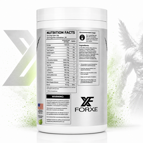 Forxe Pre Workout – Green Apple (Nootropic Energy Formula)