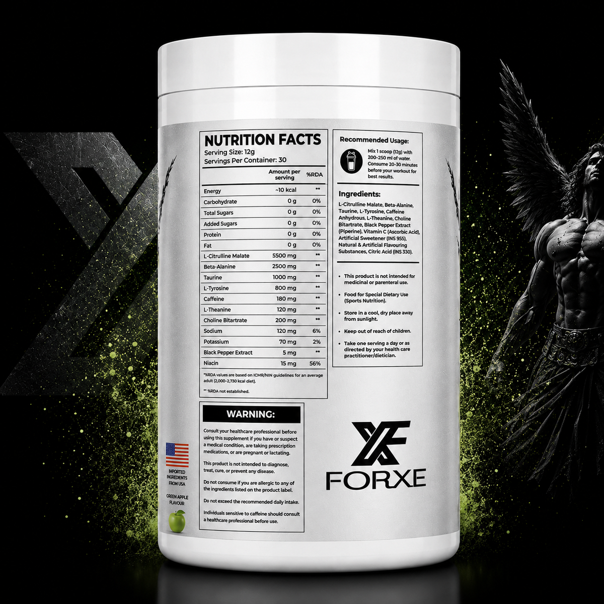 Forxe Pre Workout – Green Apple (Nootropic Energy Formula)