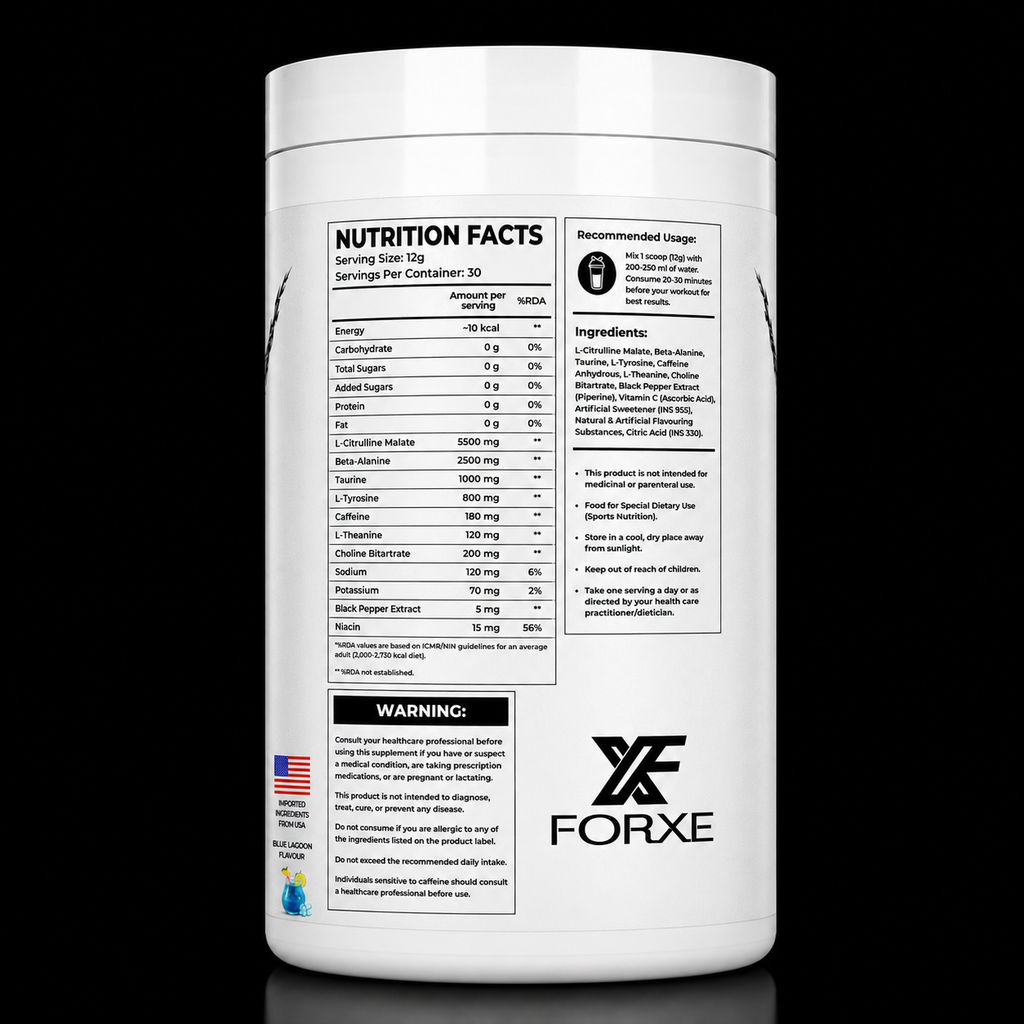 Forxe Pre Workout – Blue Lagoon (Nootropic Energy Formula)